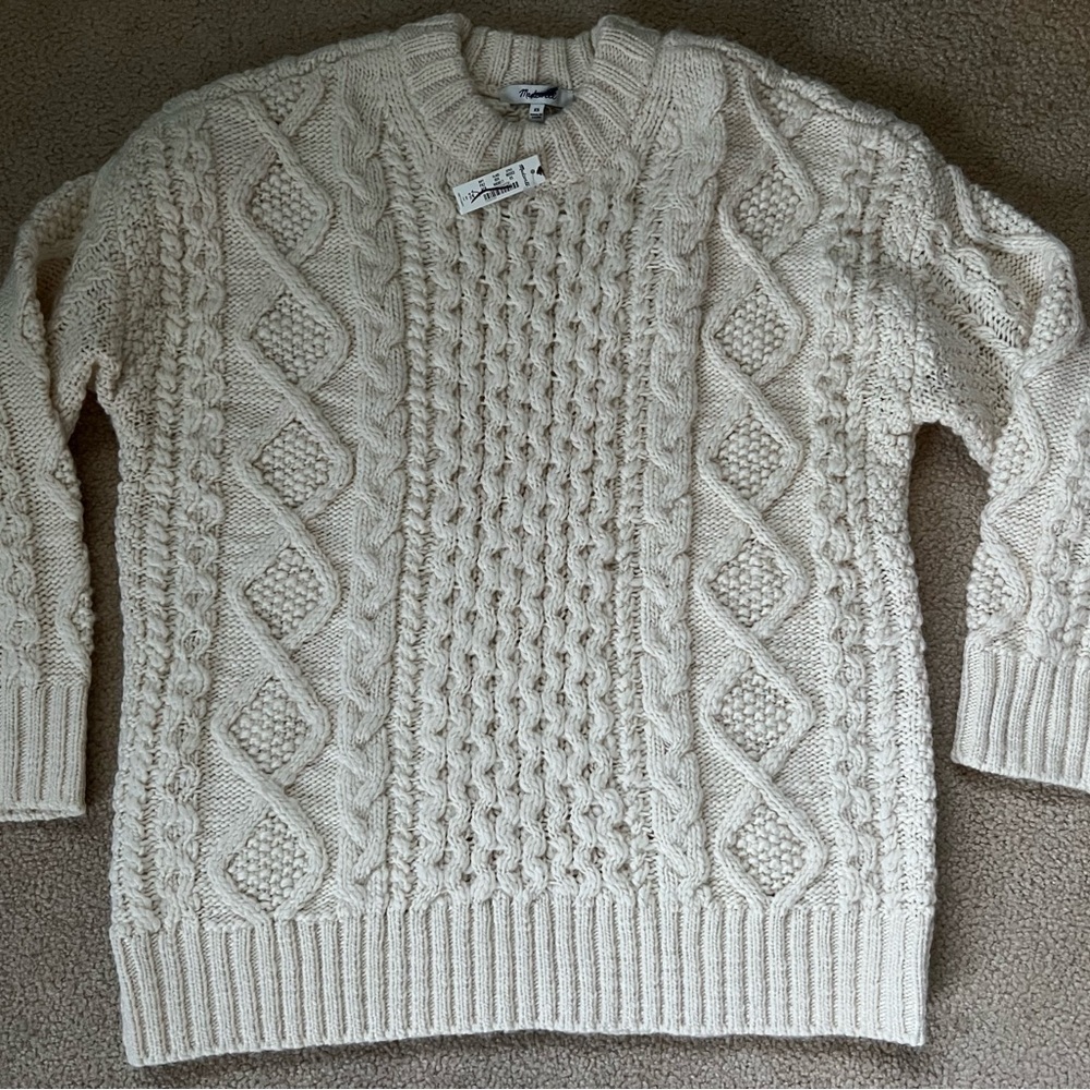Madewell Cable-Knit Oversized Sweater -Size XS - NWT